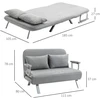 HOMCOM dvivietė sofa-lova su miegojimo funkcija ir pagalve, reguliuojama sofa, iki 150 kg, šviesiai pilka