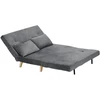 HOMCOM 2 vietų sofa-lova, išskleidžiama sofa su miegamąja funkcija, reguliuojamu atlošu, pagalvėlėmis, aksominės išvaizdos, pilka, 130 x 78 x 79 cm