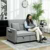 HOMCOM Sofa-lova, 2 vietų sofa su miegojimo funkcija, reguliuojamas atlošas, sofa su pagalvėlėmis, aksomo išvaizdos, L formos sofa-lova su lovos pagrindu, su ratukais, skirta svetainei, svečių kambariui, pilka