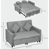 HOMCOM Sofa-lova, 2 vietų sofa su miegojimo funkcija, reguliuojamas atlošas, sofa su pagalvėlėmis, aksomo išvaizdos, L formos sofa-lova su lovos pagrindu, su ratukais, skirta svetainei, svečių kambariui, pilka