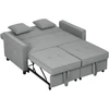 HOMCOM Sofa-lova, 2 vietų sofa su miegojimo funkcija, reguliuojamas atlošas, sofa su pagalvėlėmis, aksomo išvaizdos, L formos sofa-lova su lovos pagrindu, su ratukais, skirta svetainei, svečių kambariui, pilka