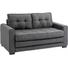 HOMCOM dvivietė sofa-lova, išlankstoma sofa su miegojimo funkcija, lino tekstūros audinys, kaučiukmedis, pilka, 147,5x75x85 cm