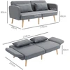 HOMCOM Sofa-lova, 2 vietų sulankstoma lova su lovos funkcija, 2 pagalvėlės, 3 vietų minkšta sofa su reguliuojamu atlošu, lininės išvaizdos, skirta svetainei, miegamajam, 170 x 83 x 80 cm, pilka