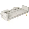 HOMCOM išskleidžiama sofa, miegamoji sofa su reguliuojamu atlošu, šonine kišene, paminkštinta 2 vietų sofa su miegamąja funkcija, pagalvėmis, svetainei, miegamajam, smėlio spalvos