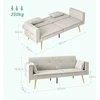 HOMCOM išskleidžiama sofa, miegamoji sofa su reguliuojamu atlošu, šonine kišene, paminkštinta 2 vietų sofa su miegamąja funkcija, pagalvėmis, svetainei, miegamajam, smėlio spalvos