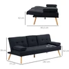 HOMCOM sofa-lova, 3 vietų išskleidžiama sofa su atlenkiamu staliuku, puodelių laikikliais, sofos lova su lino imitacijos audiniu, skandinaviško dizaino, išlaikanti iki 250 kg svorį, svetainei, pilka