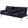 HOMCOM sofa-lova, 3 vietų išskleidžiama sofa su atlenkiamu staliuku, puodelių laikikliais, sofos lova su lino imitacijos audiniu, skandinaviško dizaino, išlaikanti iki 250 kg svorį, svetainei, pilka