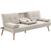 HOMCOM sofa-lova, 3 vietų sofa, sofa-lova su sulankstomu staliuku, audinio sofa su lino efektu, skandinaviško dizaino, išlaikanti iki 250 kg svorį