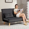 HOMCOM 2 vietne skalves sofa, sofa-lova, sofa-lova, transformuojama į lovą, reguliuojama atlošas, audinio apmušalas, metalinis rėmas, pilka
