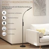 HOMCOM LED toršeras, reguliuojamas, su nuotolinio valdymo pulteliu ir jutikliniu valdymu, svetainės stovimas šviestuvas su 360° lanksčia kojele, 1 valandos laikmatis, atminties funkcija, juodas