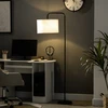 HOMCOM toršeras svetainei, modernus, juodas metalas su gaubtu ir 180 cm laidu – 64 x 38 x 163,5 cm