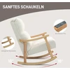 HOMCOM supamasis krėslas, ergonomiškas krėslas su siūbavimo funkcija, fotelis su porankiais, krėslas maitinimui su aksomo išvaizda, supamasis krėslas iki 120 kg, miegamajam, svetainei, kreminės baltos spalvos