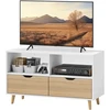 "HOMCOM" televizoriaus spintelė su 2 lentynomis ir stalčiumi, 99 cm ilgio TV staliukas televizoriui, televizoriaus lenta svetainėje, balta