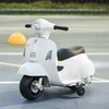 HOMCOM VESPA elektrinis motociklas vaikams, 18-36 mėn., 3 km/h, LED šviesa & garsas, PP plastikas & metalas, baltas, 66,5x38x52cm