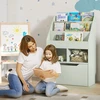 HOMCOM vaikų knygų lentyna su stalčiumi, 3 laikymo skyriais ir 2 atviromis lentynomis, daiktadėžė vaikų kambariui, žaidimų kambariui, šviesiai žalia, 60 x 29,9 x 90 cm