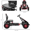 HOMCOM vaikiškas kartingas, reguliuojama sėdynė, pedalinis automobilis su guminiais ratais ir rankiniu stabdžiu, skirtas 5–12 metų vaikams, lauko pramogoms, raudona ir juoda spalva