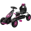 HOMCOM vaikiškas kartingas, reguliuojama sėdynė, guminės padangos, pedalai ir rankinis stabdis, pedalinis automobilis 5–12 metų vaikams, lauko, rožinė