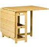 HOMCOM sulankstomas valgomojo stalas, virtuvės stalas su lentynomis ir reguliuojamomis kojomis, kaimiško stiliaus, bambukinis, natūralaus medžio spalvos, 149,5 x 80 x 73,5 cm