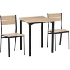 HOMCOM 3 dalių valgomojo komplektas, valgomojo stalas su MDF ir metalu, natūralaus medžio raštas ir juoda spalva, 1 stalas + 2 kėdės