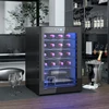HOMCOM vyno šaldytuvas, 20 butelių, 53 l, 5–18 ℃, kompresorinis gėrimų šaldytuvas su anti-UV stiklo durelėmis, butelių šaldytuvas su LED apšvietimu, mažas vyno šaldytuvas su jutikliniu ekranu, juodas