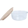 Home4You Bamboo Dubuo BOXY D15xH6cm 620ml, stiklinis, bambuko dangtelis
