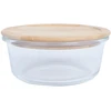 Home4You Bamboo Dubuo BOXY D15xH6cm 620ml, stiklinis, bambuko dangtelis