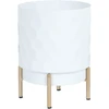 Home4You Gėlių vazonas DEIA D18xH24cm, baltos/auksinės spalvos