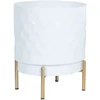 Home4You Gėlių vazonas DEIA D21xH26cm, baltos/auksinės spalvos