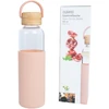 Home4You Bamboo Geriamasis butelis GLASS H22,5cm 550ml, stiklinis, bambukinis dangtelis