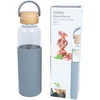 Home4You Bamboo Geriamasis butelis GLASS H22,5cm 550ml, stiklinis, bambukinis dangtelis
