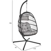 Home4You Pakabinama kedė YOYO su pagalvėlėmis, 100x95/110xH196cm, stovas: juodas plieno vamzdis, sėdima dalis: aliumininis rėmas apdailintas pilkomis plastikinėmis vytelėmis