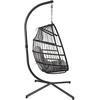 Home4You Pakabinama kedė YOYO su pagalvėlėmis, 100x95/110xH196cm, stovas: juodas plieno vamzdis, sėdima dalis: aliumininis rėmas apdailintas pilkomis plastikinėmis vytelėmis
