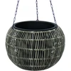 Home4You Pakabinamas vazonas WICKER D32xH22cm, pilkas