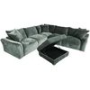 Home4You Kampinė sofa ir pufas DIVI mėtų žalia