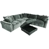 Home4You Kampinė sofa ir pufas DIVI mėtų žalumo