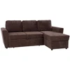 Home4You Kampinė sofa-lova su daiktadėže, ruda, 217 x 92/160 x 88 cm