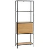 Fotelis Home4You Lentynėlė HEDVIG su stalčiumi 64x30xH178cm, uosio/juoda