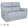 Home4You 2 vietų sofa BOWEN su elektriniu mechanizmu, pilkšvai smėlio spalvos, natūrali oda