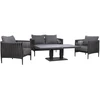 Home4You Lauko baldų komplektas BRISTOL Stalas, sofa ir 2 kėdės Pilka
