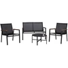 Home4You Lauko baldų komplektas CANAAN Stalas, sofa ir 2 kėdės Juoda