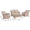 Lauko baldų komplektas Home4You Sodo baldų komplektas EDEN, stalas, sofa ir 2 foteliai, rėmas: aliumininis su plastikinių vytelių apdaila, spalva: smėlio