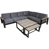 Home4You Lauko baldų komplektas FELNO kampinė sofa, 2 stalai, juodos spalvos