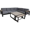 Home4You Lauko baldų komplektas FELNO kampinė sofa, 2 stalai, juodos spalvos