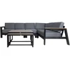 Home4You Lauko baldų komplektas FELNO kampinė sofa, 2 stalai, juodos spalvos