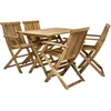 Lauko baldų komplektas Home4You Sodo baldų komplektas FINLAY, stalas ir 4 kėdės (13182), 110x75x72 cm, sulankstomas, mediena: akacija, apdaila: alyvuotas