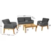Lauko baldų komplektas Home4You Sodo baldų komplektas FLORIDA table, sofa and 2 armchairs, pilkas