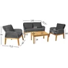 Home4You Lauko baldų komplektas FLORIDA Stalas, sofa ir 2 foteliai Pilkos spalvos