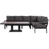 Home4You Lauko baldų komplektas RIO Kampinė sofa ir stalas Tamsiai pilka