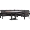 Home4You Lauko baldų komplektas RIO Kampinė sofa ir stalas Tamsiai pilka