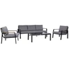 Home4You Lauko baldų komplektas LONA Stalas, sofa ir 2 kėdės Pilka/Juoda